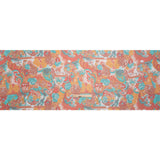 Turquoise, Peach and Orange Ornamental Gardens Crinkled Silk Chiffon
