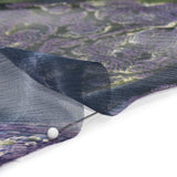 Eggplant, Olive and Plum Decorated Stripes Crinkled Silk Chiffon