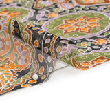 Brown, Green and Orange Floral Silk Chiffon