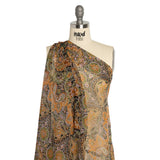 Brown, Green and Orange Floral Silk Chiffon