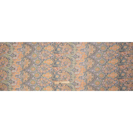 Brown, Green and Orange Floral Silk Chiffon