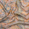 Brown, Green and Orange Floral Silk Chiffon