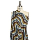 Blue, Olive and Russet Making Waves Silk Jersey