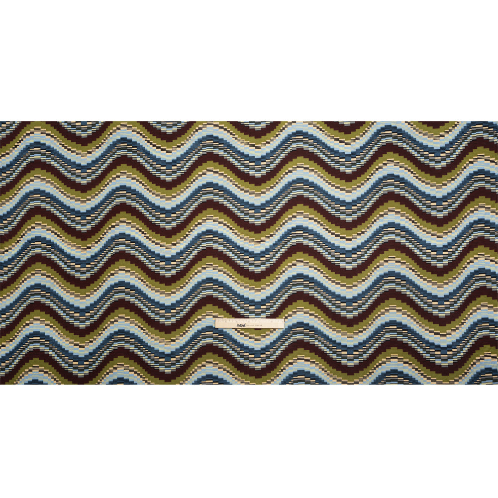 Blue, Olive and Russet Making Waves Silk Jersey