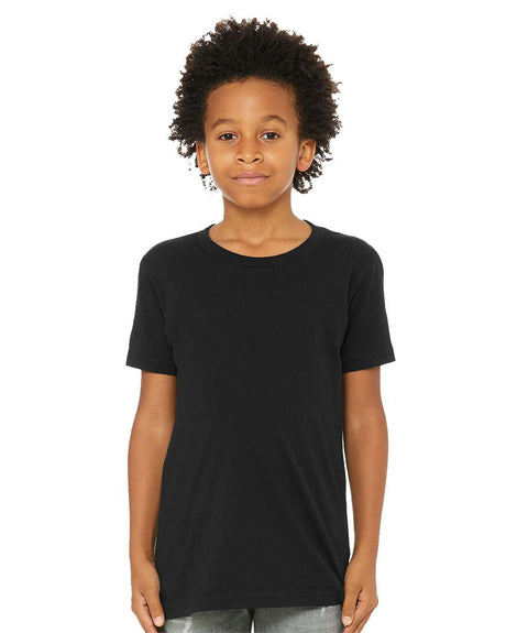 BELLA + CANVAS Youth CVC Jersey Crew Neck Tee - 3001YCVC in Heather Grass Green