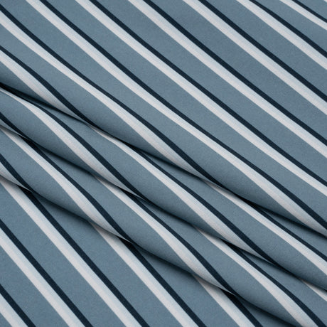 Stretch Polyester Woven - Powder Blue and Gray Shadow Stripes