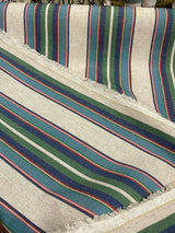 PK Lifestyle Yucatan Stripe Linen Fabric - Cancun Green Blue Stripe, 54" Width (1 Yard)