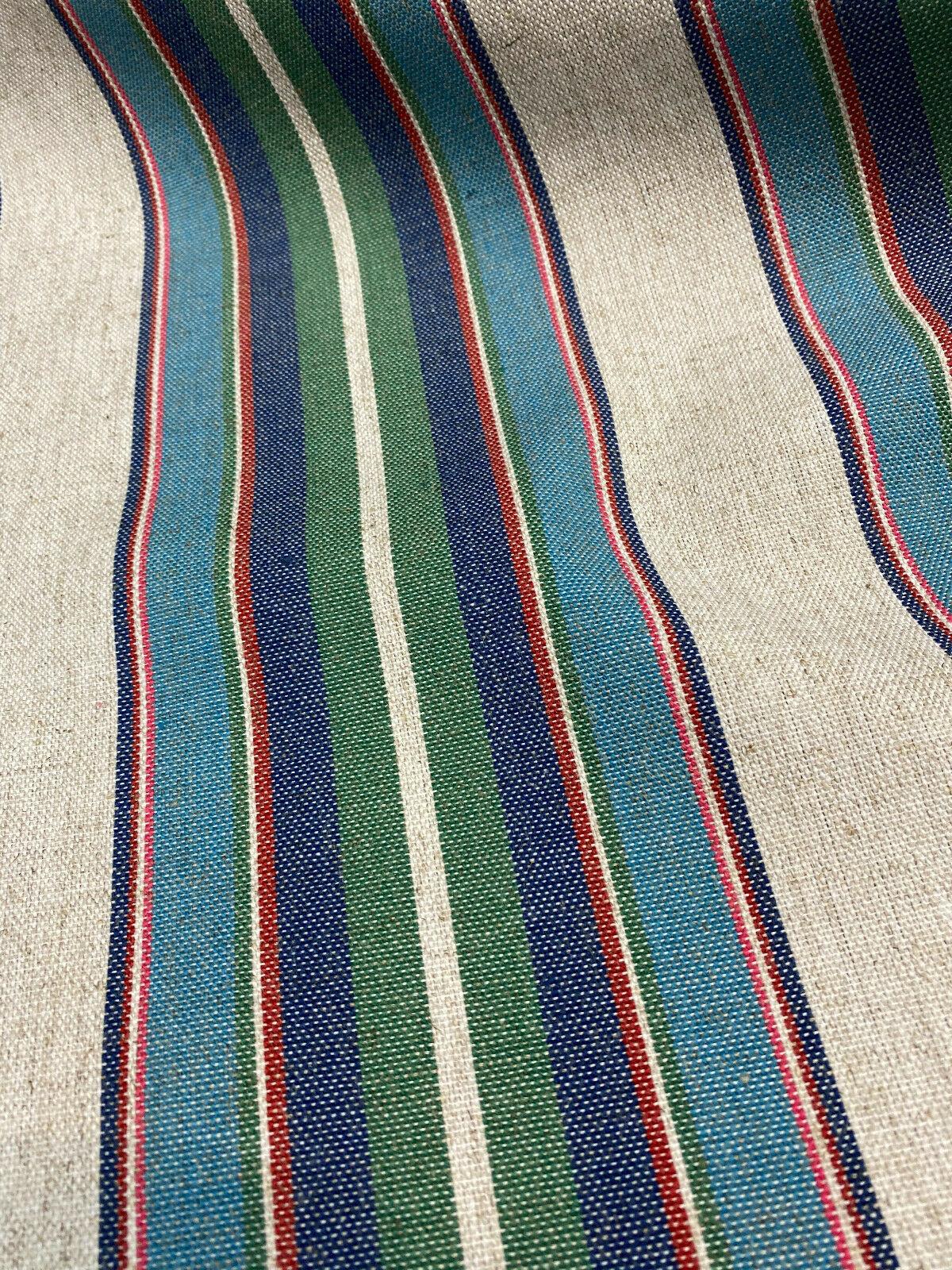 PK Lifestyle Yucatan Stripe Linen Fabric - Cancun Green Blue Stripe, 54" Width (1 Yard)