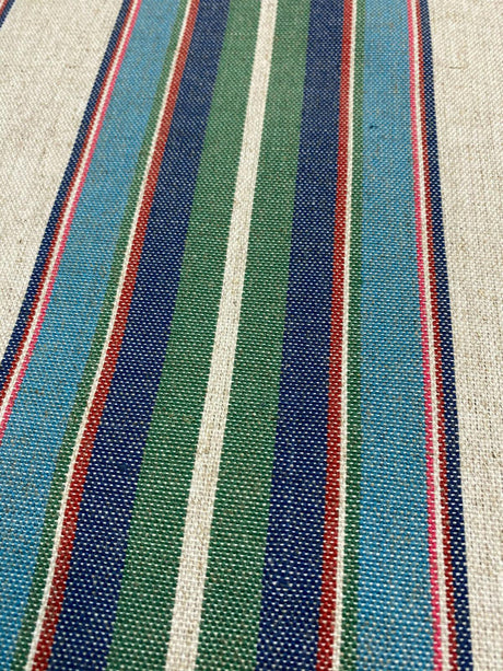 PK Lifestyle Yucatan Stripe Linen Fabric - Cancun Green Blue Stripe, 54" Width (1 Yard)