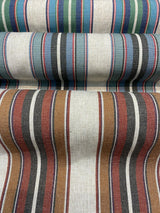 PK Lifestyle Yucatan Stripe Linen Fabric - Cancun Green Blue Stripe, 54" Width (1 Yard)