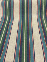 PK Lifestyle Yucatan Stripe Linen Fabric - Cancun Green Blue Stripe, 54" Width (1 Yard)