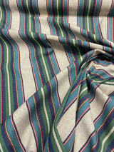 PK Lifestyle Yucatan Stripe Linen Fabric - Cancun Green Blue Stripe, 54" Width (1 Yard)