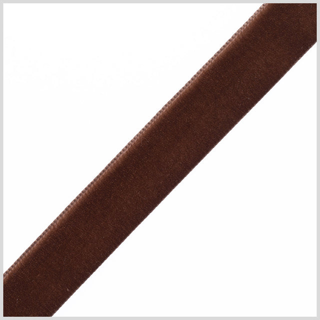 0.875" Brown Nylon Velvet Ribbon