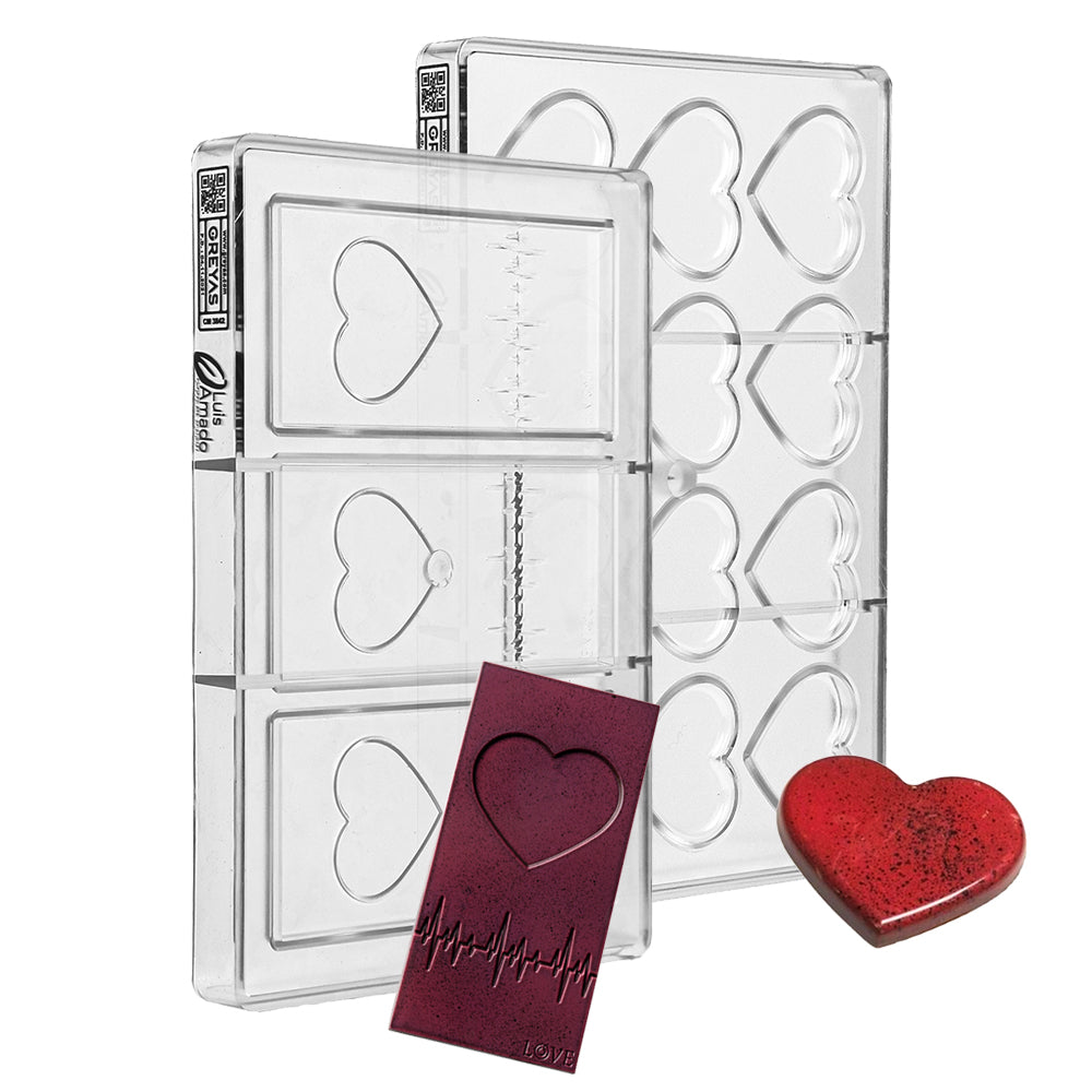 Greyas Polycarbonate Chocolate Molds, Heartbeat Bar Set by Luis Amado