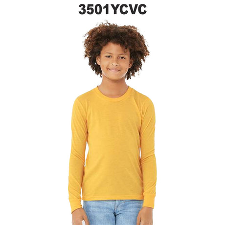 BELLA + CANVAS® Youth Heather CVC Crewneck Long Sleeve Tee - 3501YCVC