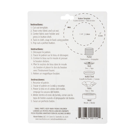 Maxant Covered Button Refills Size 45 - 6ct