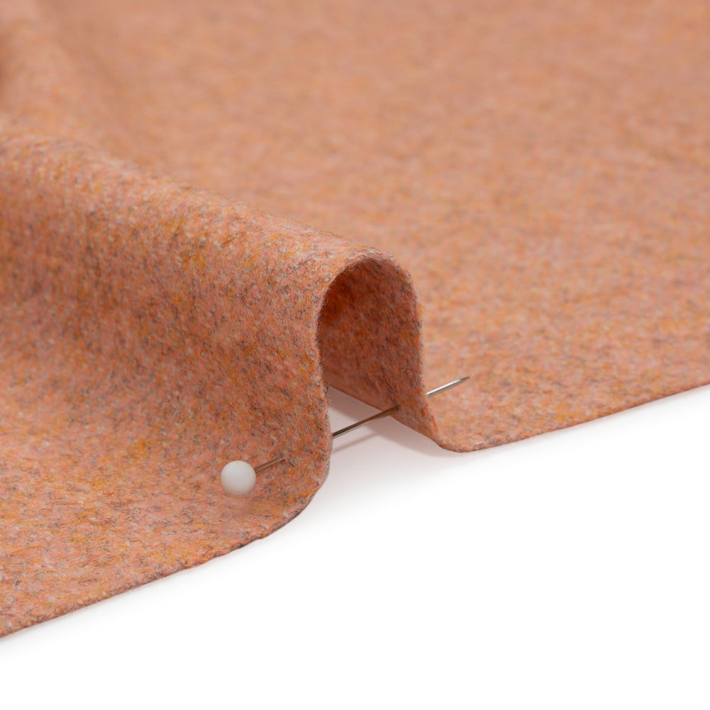 Italian Heathered Peach Brushed Wool Blend Woven
