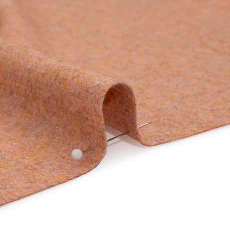 Italian Heathered Peach Brushed Wool Blend Woven