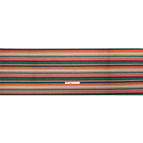 Italian Tan, Green and Red Barcode Stripes Brushed Wool Blend Twill