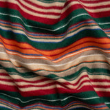 Italian Tan, Green and Red Barcode Stripes Brushed Wool Blend Twill