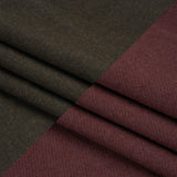 Italian Maroon and Brown Wool Blend Double Cloth Twill