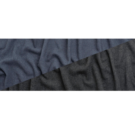 Italian Blue and Gray Brushed Wool and Polyester Double Cloth Coating