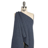 Italian Blue and Gray Brushed Wool and Polyester Double Cloth Coating