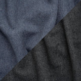 Italian Blue and Gray Brushed Wool and Polyester Double Cloth Coating