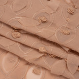 Famous Australian Designer Dusty Clay 3D Floral Embroidered Double Layer Polyester Georgette with Leaf Cutouts