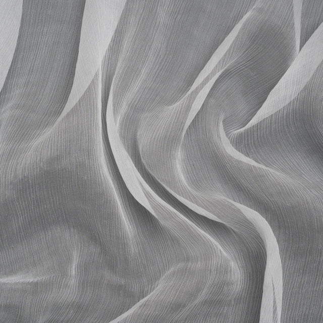 Famous Australian Designer White Crinkled Silk Chiffon