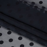 Famous Australian Designer Navy Polyester Chiffon with Satin Burnout Polka Dots