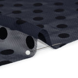 Famous Australian Designer Navy Polyester Chiffon with Satin Burnout Polka Dots