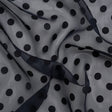 Famous Australian Designer Navy Polyester Chiffon with Satin Burnout Polka Dots
