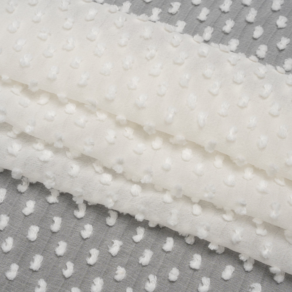 Famous Australian Designer Off White Silk Swiss Dot