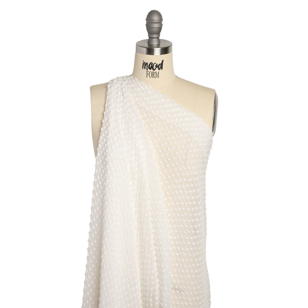 Famous Australian Designer Off White Silk Swiss Dot
