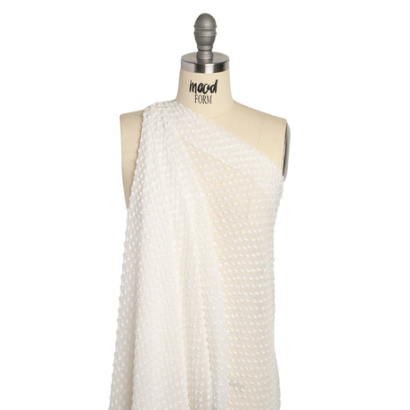 Famous Australian Designer Off White Silk Swiss Dot