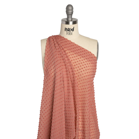 Famous Australian Designer Rose Silk Swiss Dot Georgette