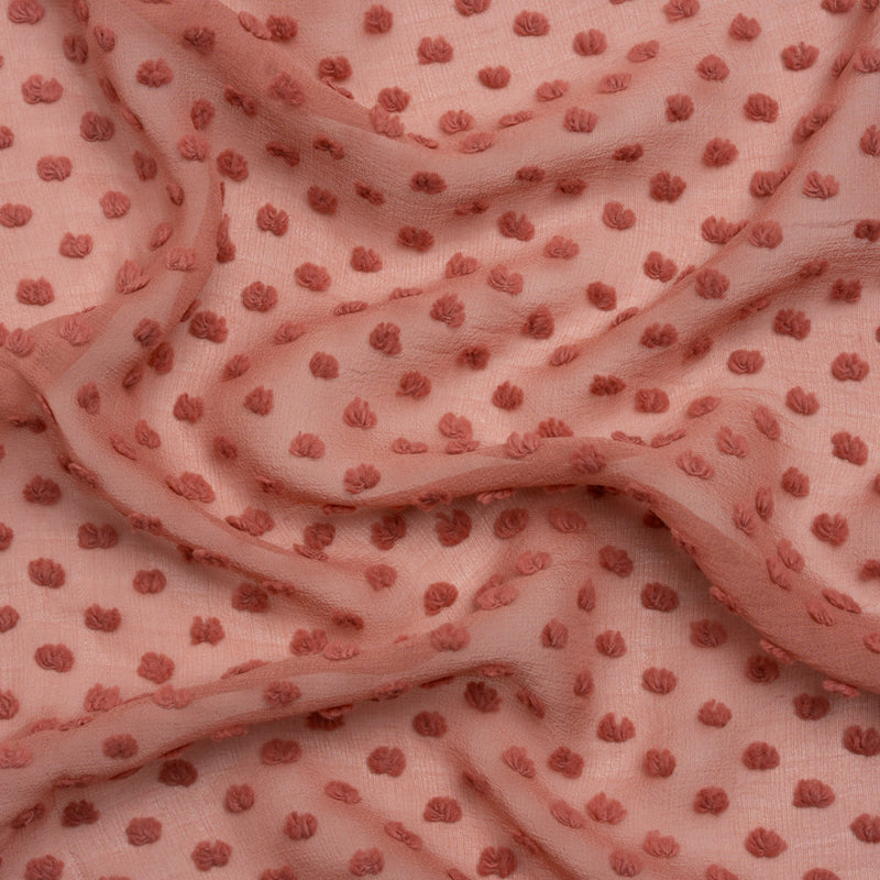 Famous Australian Designer Rose Silk Swiss Dot Georgette