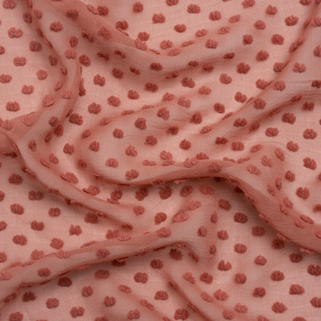 Famous Australian Designer Rose Silk Swiss Dot Georgette