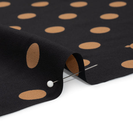 Famous Australian Designer Black and Gold Polka Dot Silk Crepe de Chine