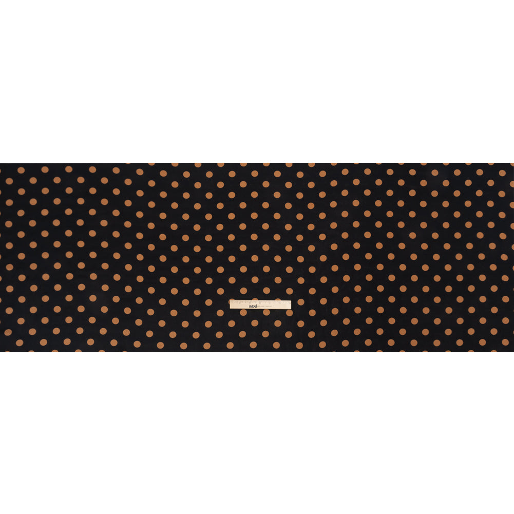 Famous Australian Designer Black and Gold Polka Dot Silk Crepe de Chine