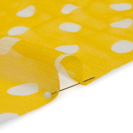 Famous Australian Designer Yellow and White Polka Dot Crinkled Silk Chiffon