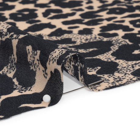 Famous Australian Designer Beige and Black Animal Spots Viscose Georgette