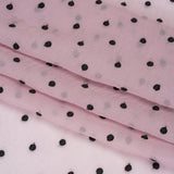Famous Australian Designer Lilac and Black Embroidered Polka Dots Crinkled Silk Georgette