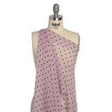 Famous Australian Designer Lilac and Black Embroidered Polka Dots Crinkled Silk Georgette