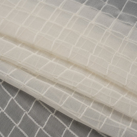 Famous Australian Designer Cream Pintuck Grid Silk Georgette