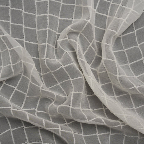 Famous Australian Designer Cream Pintuck Grid Silk Georgette