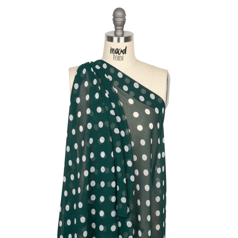 Famous Australian Designer Teal and White Polka Dot Nylon Georgette