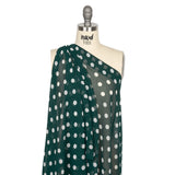 Famous Australian Designer Teal and White Polka Dot Nylon Georgette