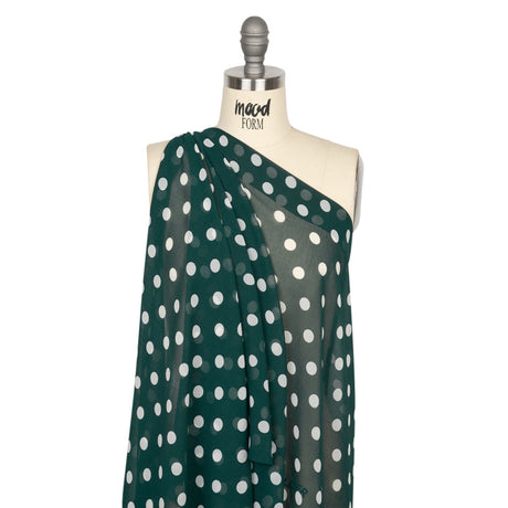 Famous Australian Designer Teal and White Polka Dot Nylon Georgette